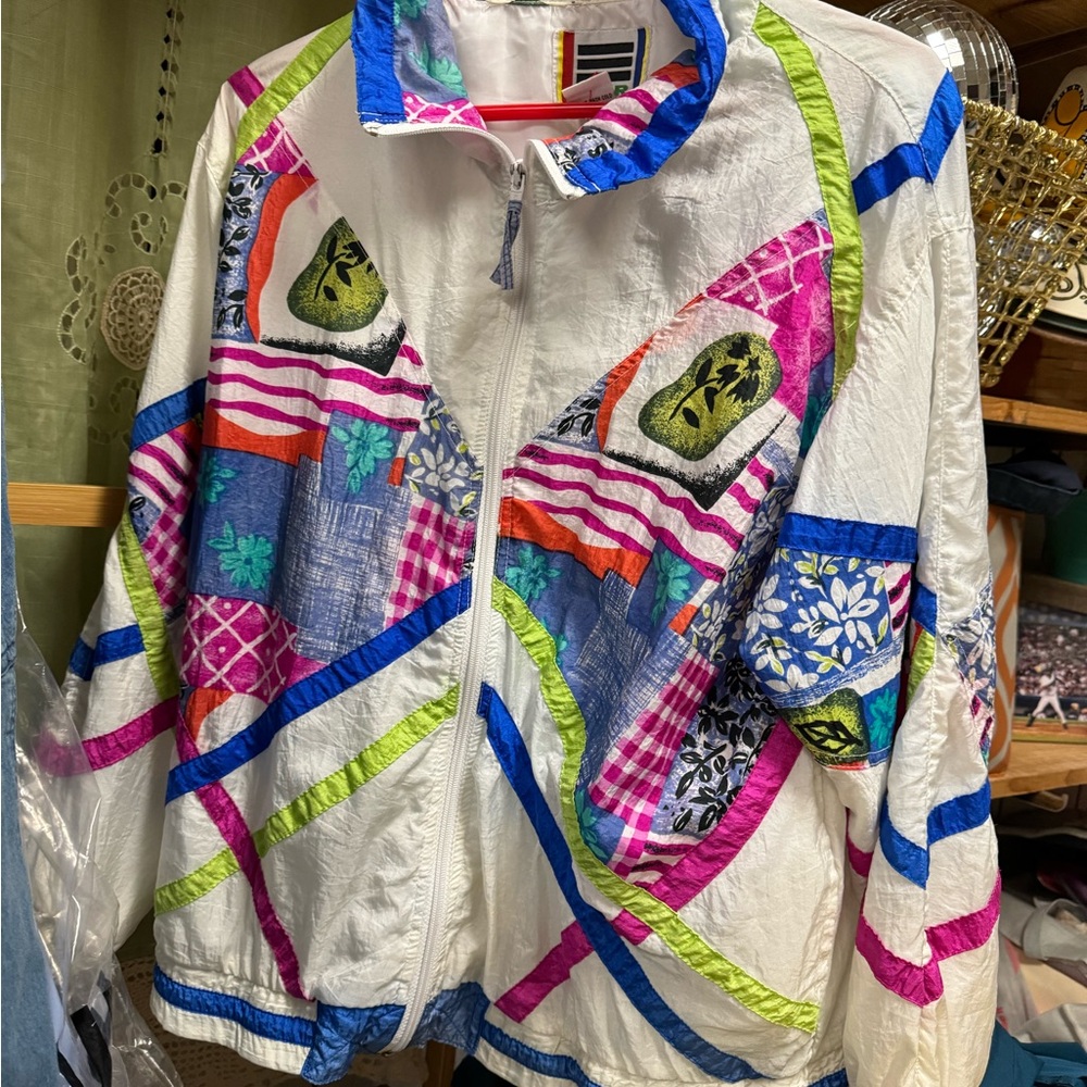 Vintage 80s Abstract Art Deco Bomber Jacket
